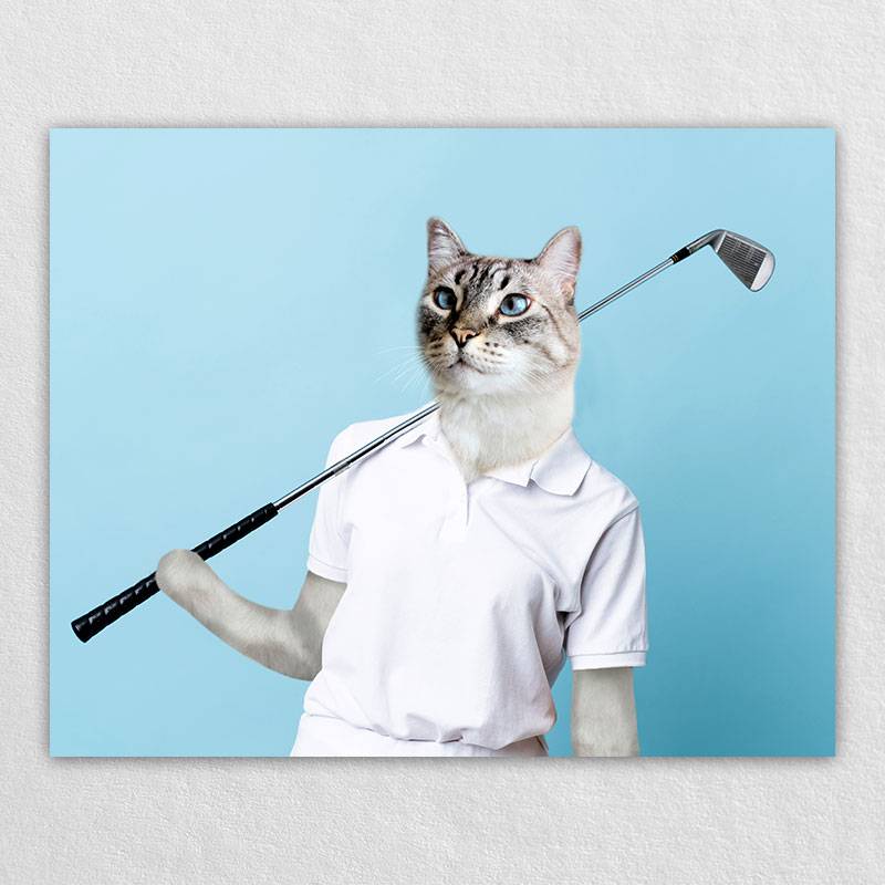 Play Golf Cute Pet Art Dog Prints On Canvas