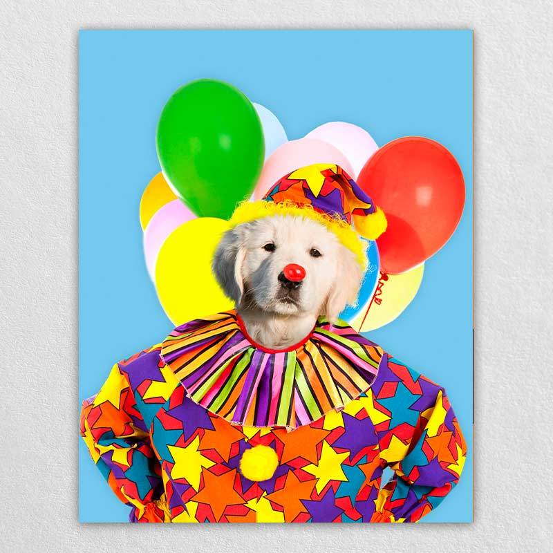 Colorful Clown Animal Portraits Dog Prints Wall Art