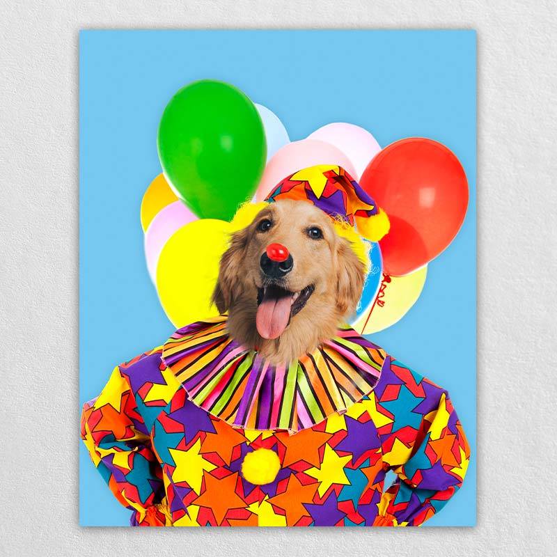 Colorful Clown Animal Portraits Dog Prints Wall Art