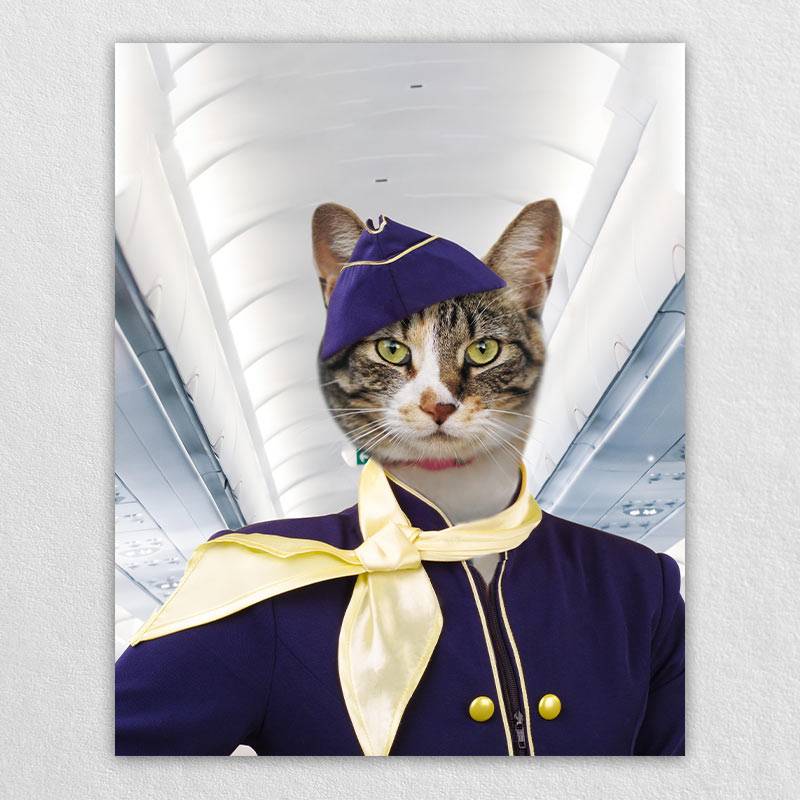 Flight Attendant Fancy Dog Portraits Cat And Dog Painting