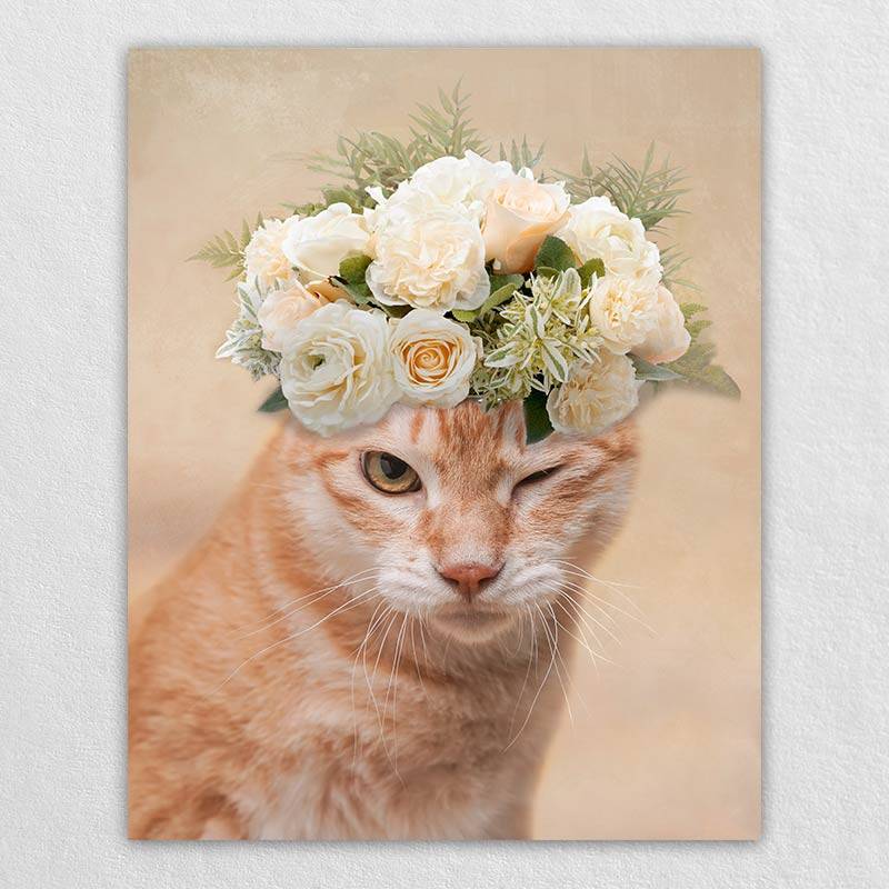 Roses Crown Animal Portraits Drawings Canvas Art