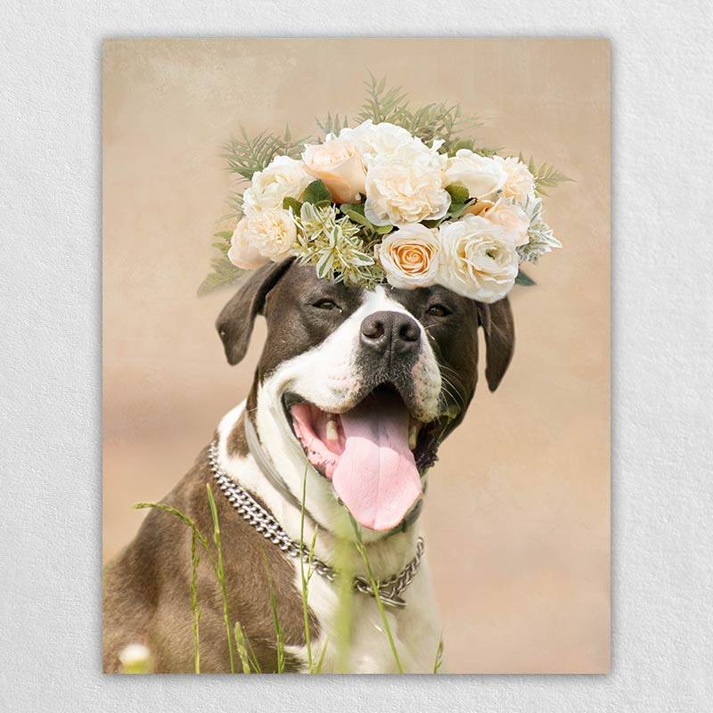 Roses Crown Animal Portraits Drawings Canvas Art