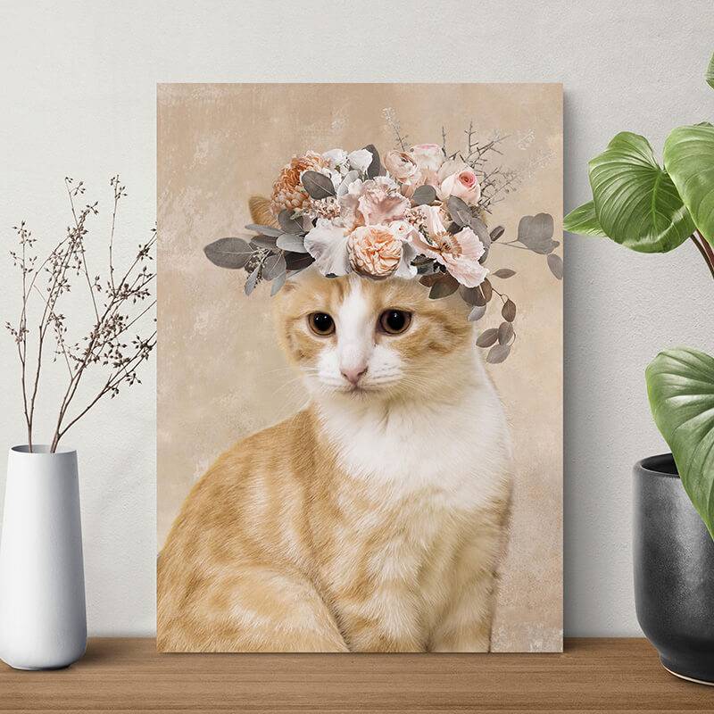 Pet Blossom Flower Crown Custom Canvas Wall Art