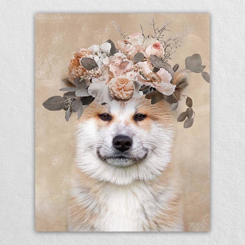 Pet Blossom Flower Crown Custom Canvas Wall Art