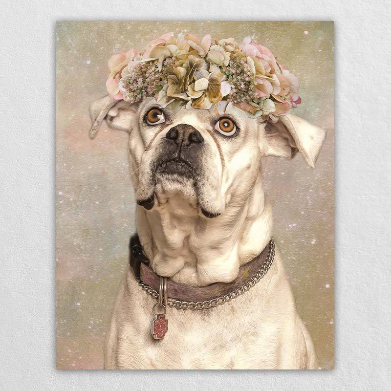 Pet Photos Into Art Dog With Flower Crown Painting