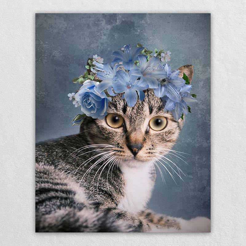 Custom Pet Drawings With Blue Flower Crown