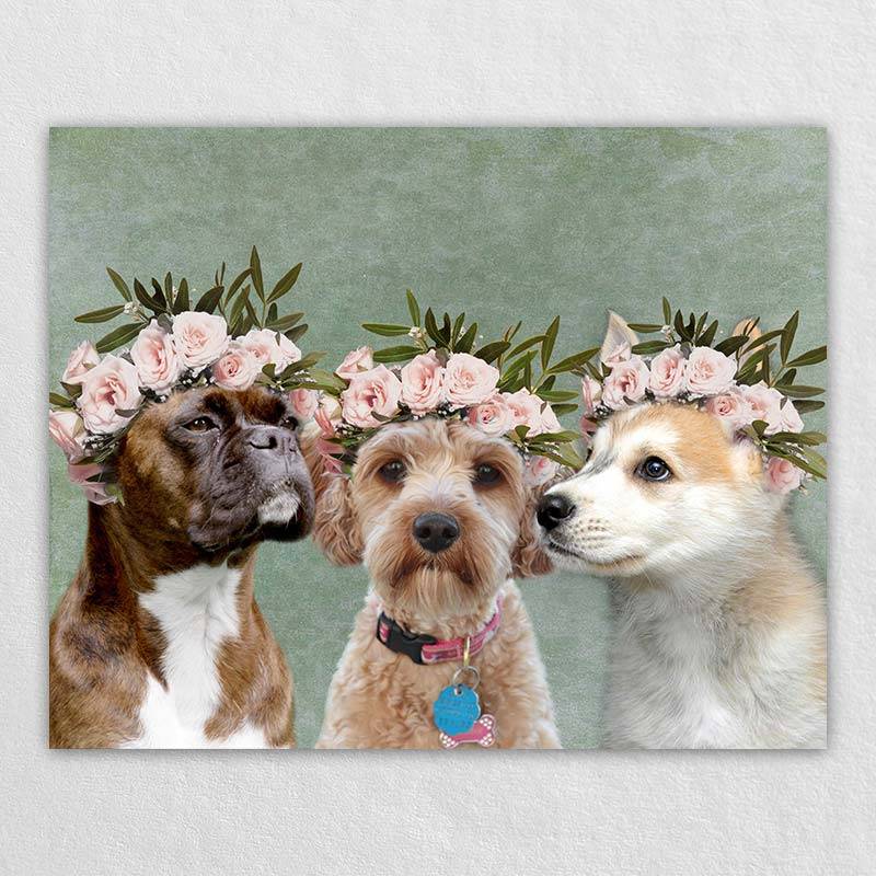3 Dog Portrait Pet Portrait Wall Art