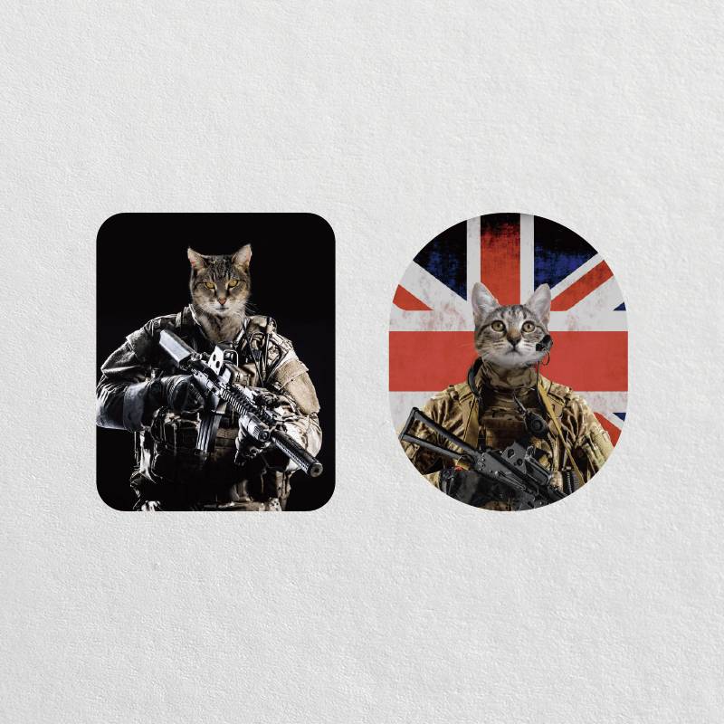 Custom Soldier Pet Portrait Stickers