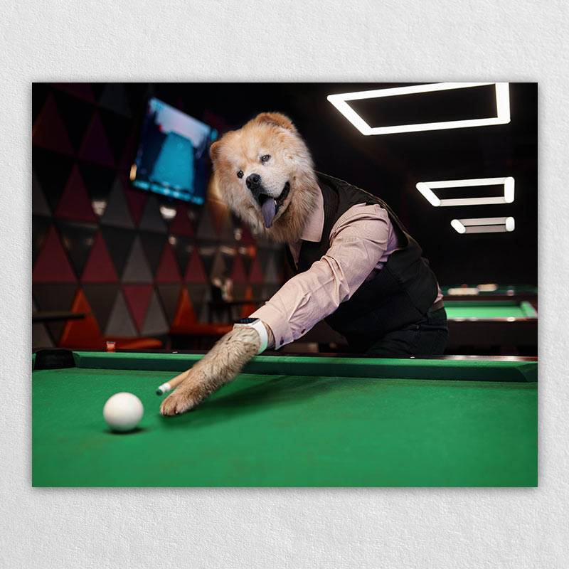 Personalised Pet Drawing Dogs Playing Pool Painting