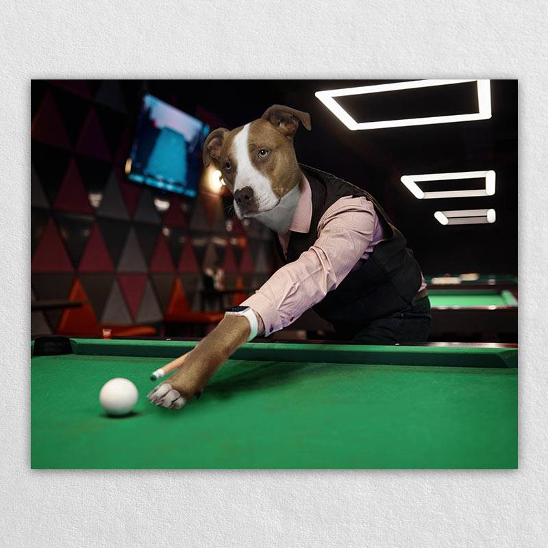 Personalised Pet Drawing Dogs Playing Pool Painting