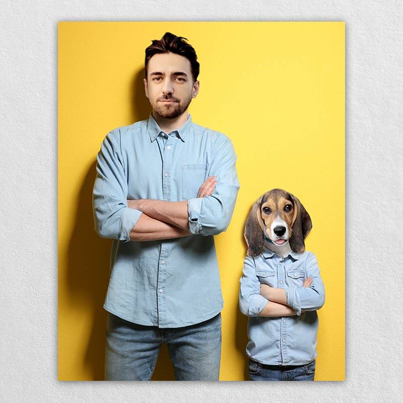 Man And Dog Portrait Pet Artwork