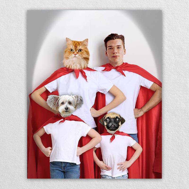 Cat Dog And Family Portrait