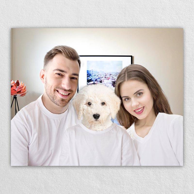 Personalised Family Portrait With Dog Pet