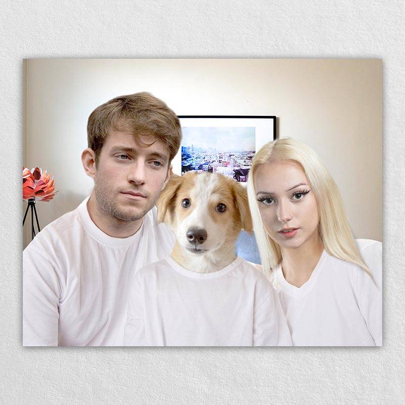Personalised Family Portrait With Dog Pet