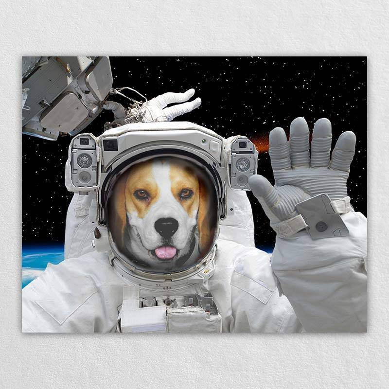 Astronaut Dog Portrait Pet Artwork