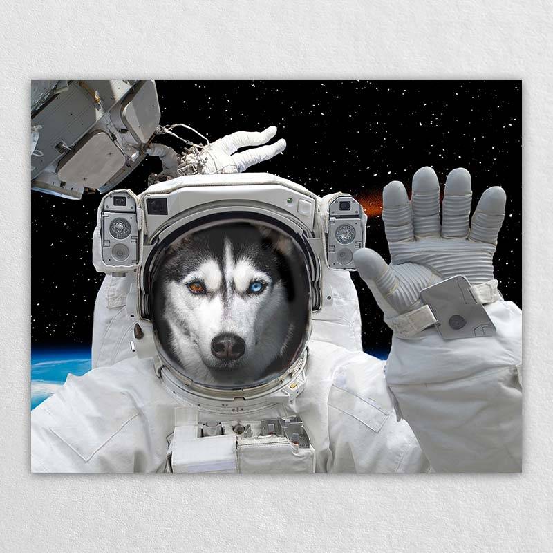 Astronaut Dog Portrait Pet Artwork