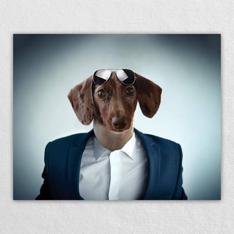 Custom Pet Dog In Suit Painting