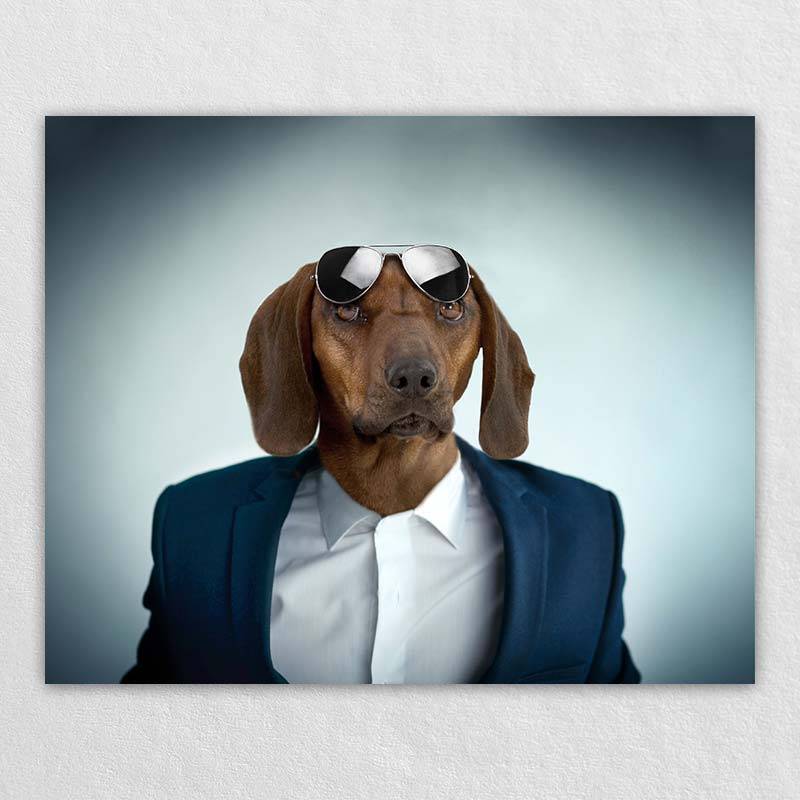 Custom Pet Dog In Suit Painting