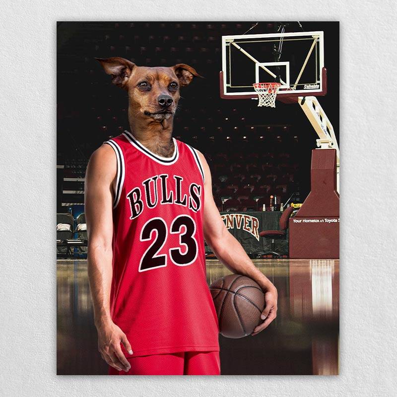 Basketball Genius Pet Dog In Clothes Portrait