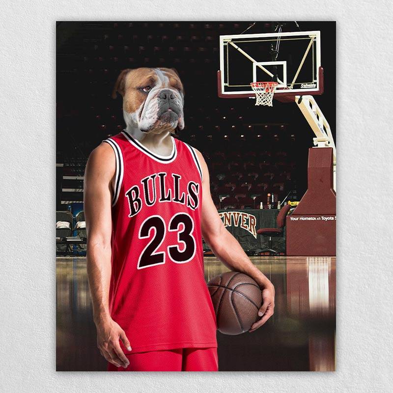 Basketball Genius Pet Dog In Clothes Portrait