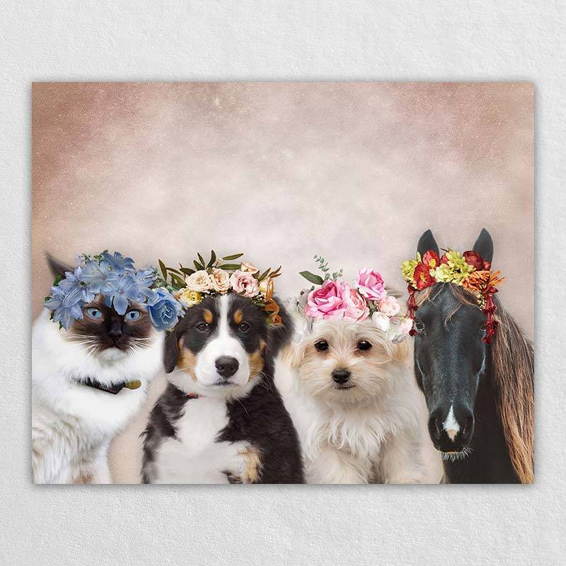 Custom Pet Dog Family Portrait