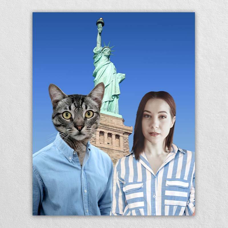 Traveling Pet Cat And Owner Portrait