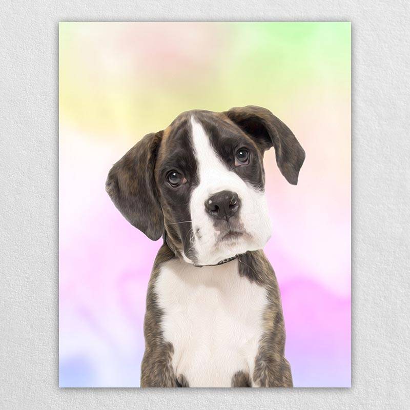 Colorful Dog Canvas Art Pet Artwork