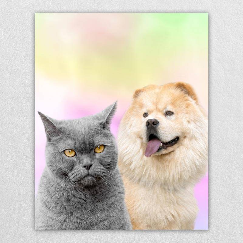 Rainbow Dog Portrait Custom Pet Canvas