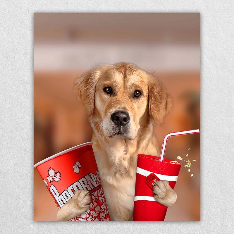Pet Watching Movie Cute Painting Pet Dog To Print