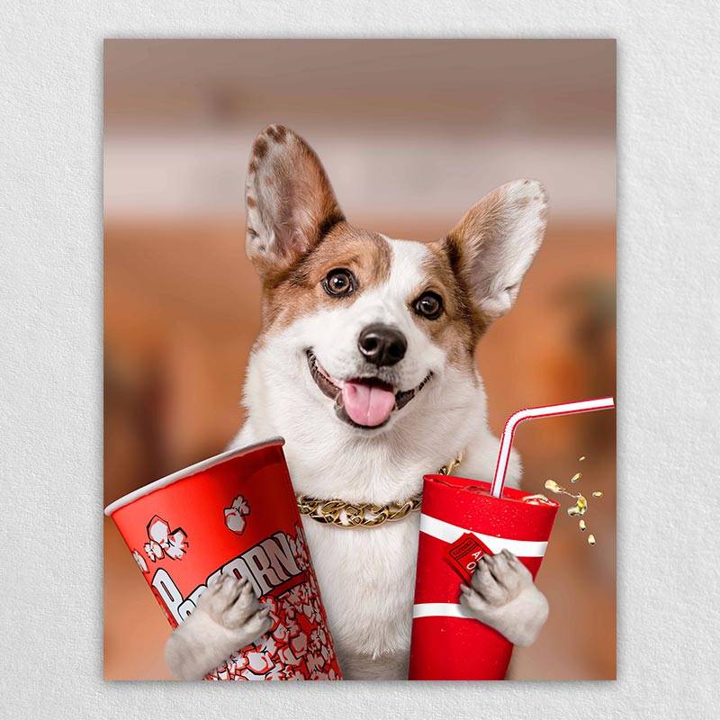 Pet Watching Movie Cute Painting Pet Dog To Print