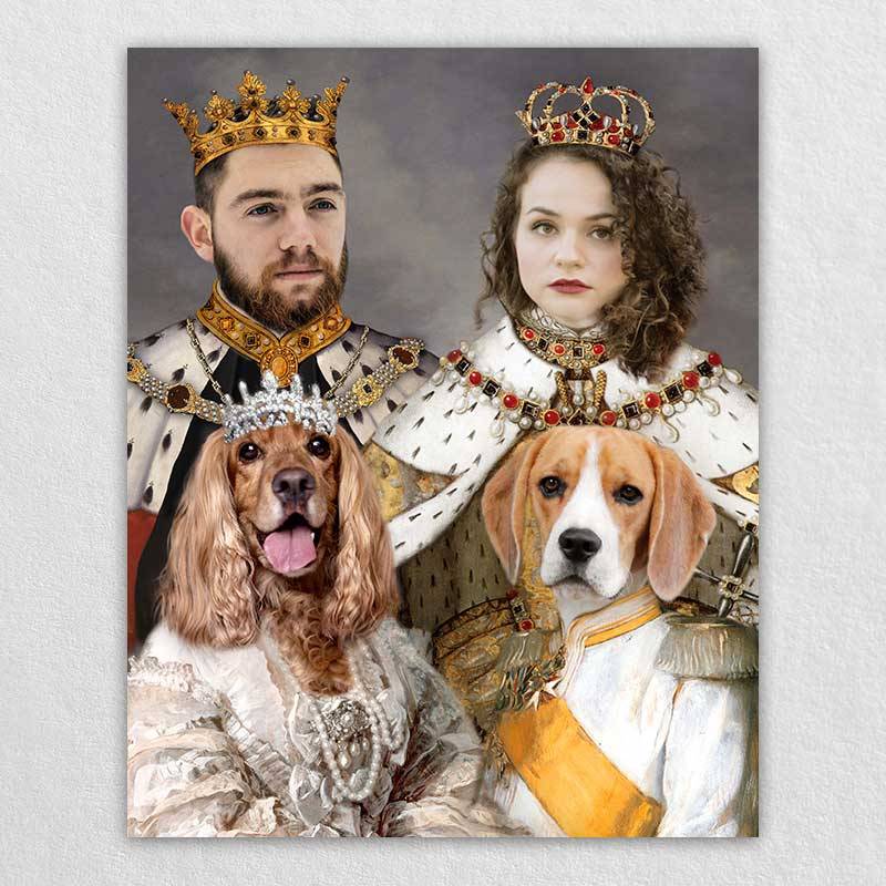 Royal Family Dog Painting Pet Portrait Canvas