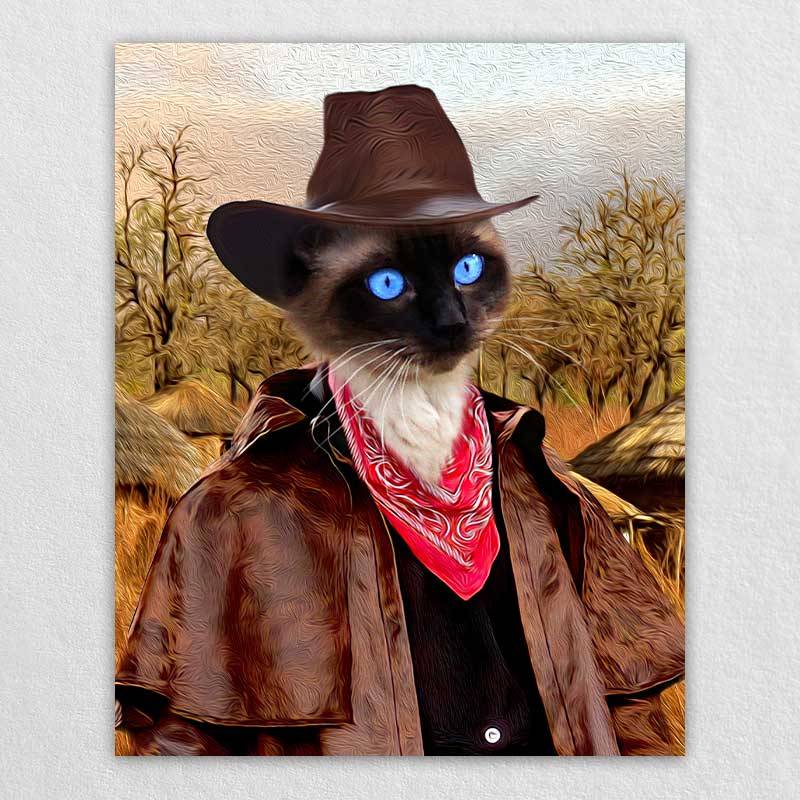 Period Cat Portrait Oil Painting Pet Artwork