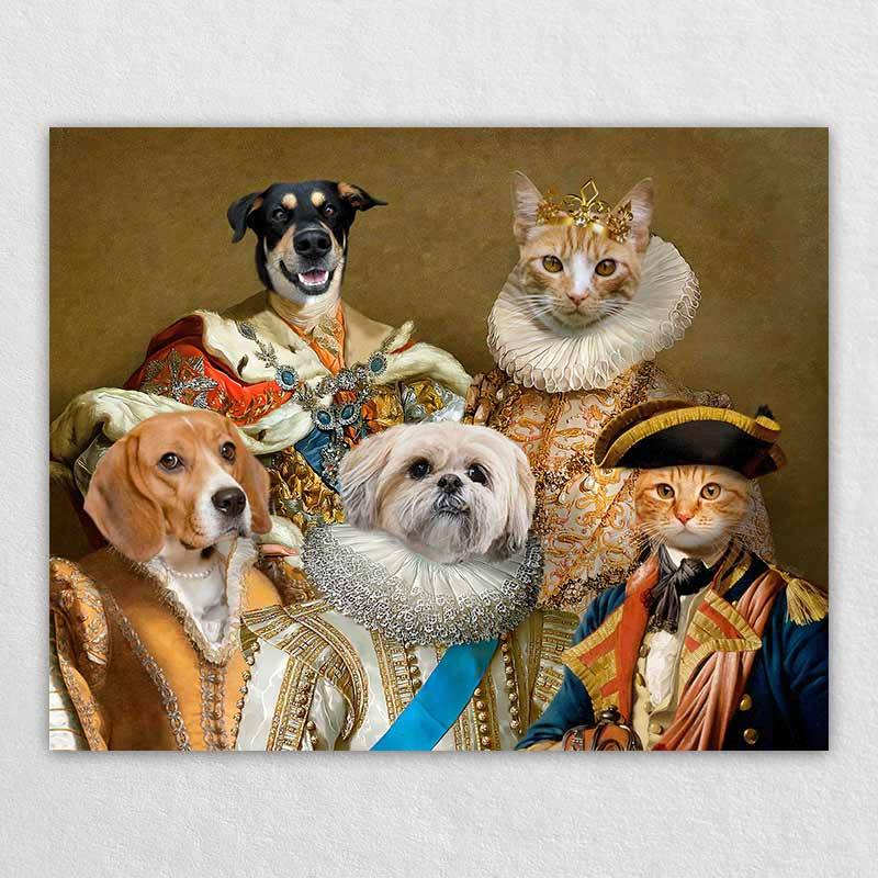 Custom Family Victorian Cat Portrait Pet Painting