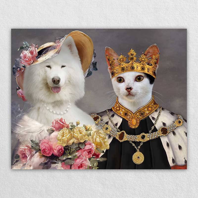Custom Royal King And Queen Pet Portrait