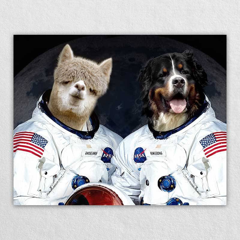 Painted Portrait Of Your Dog Cat Pet Into Astronauts