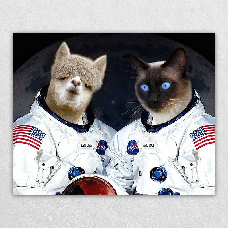 Painted Portrait Of Your Dog Cat Pet Into Astronauts