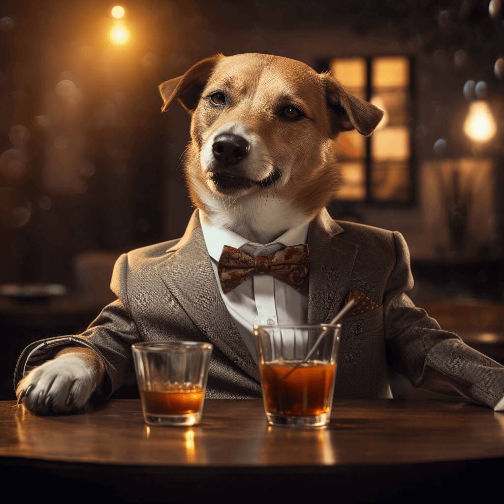 Pet Dog Wearing Suit Painting