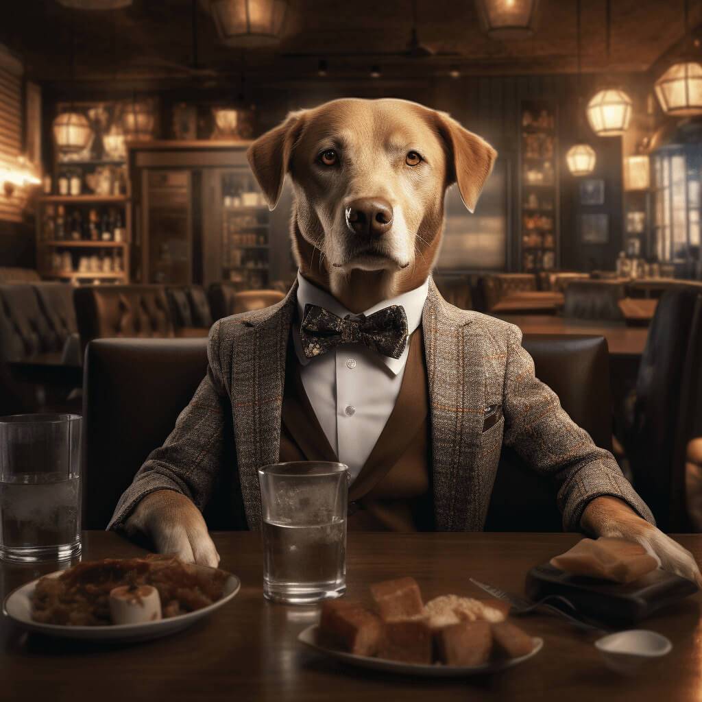 Dining Time Pet Dog Artwork Canvas