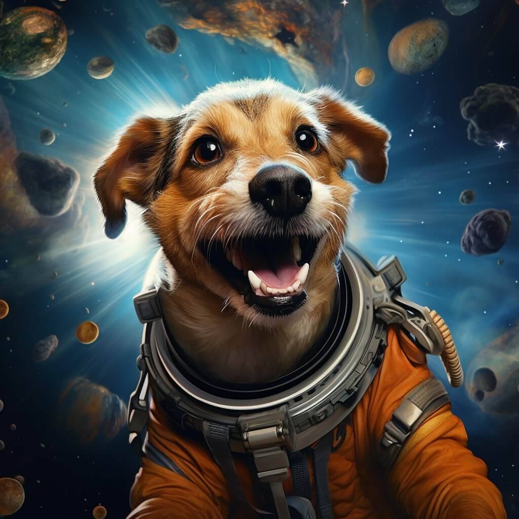 Outer Space Pets Dogs Painting On Canvas