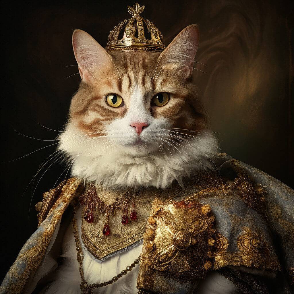 Royal Pet Cat Face Picture Drawing Painting