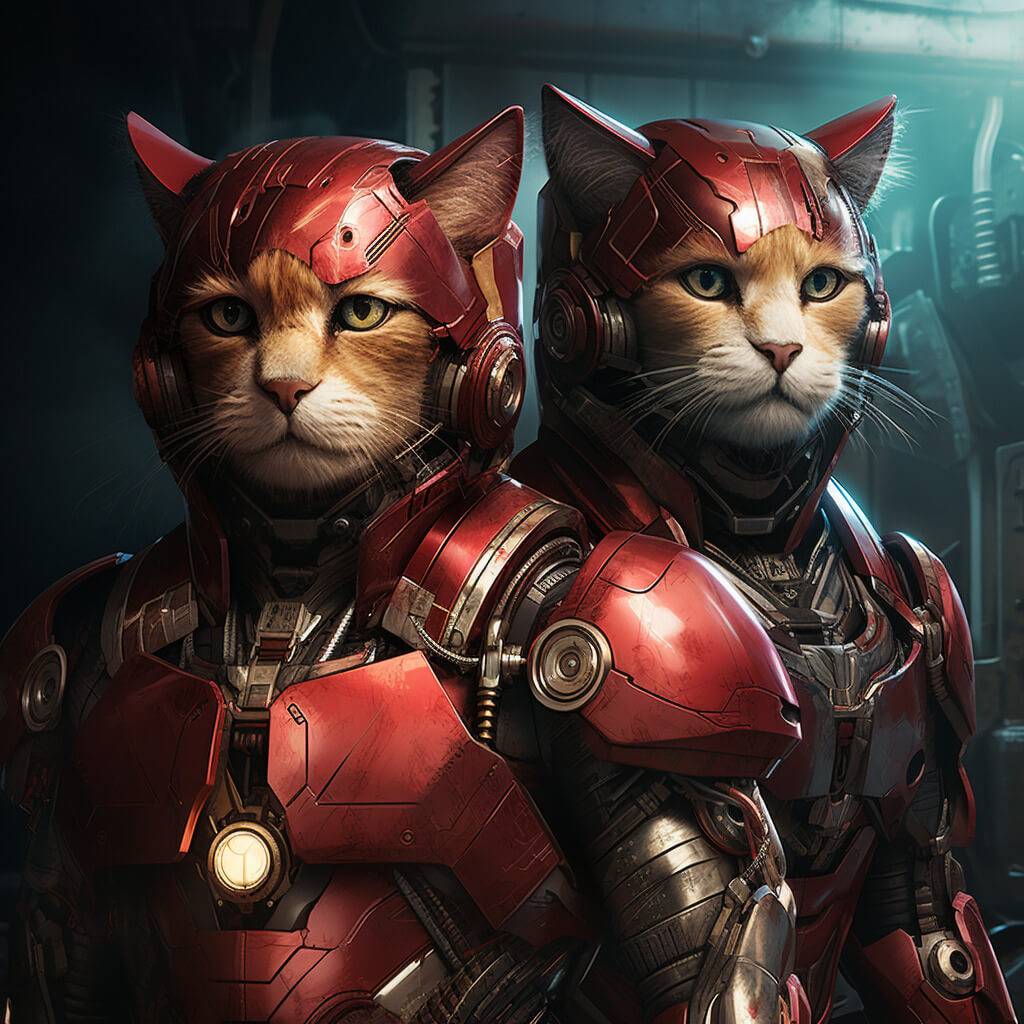 Photo Made Into Oil Painting Dog And Cat Portrait Superheroes