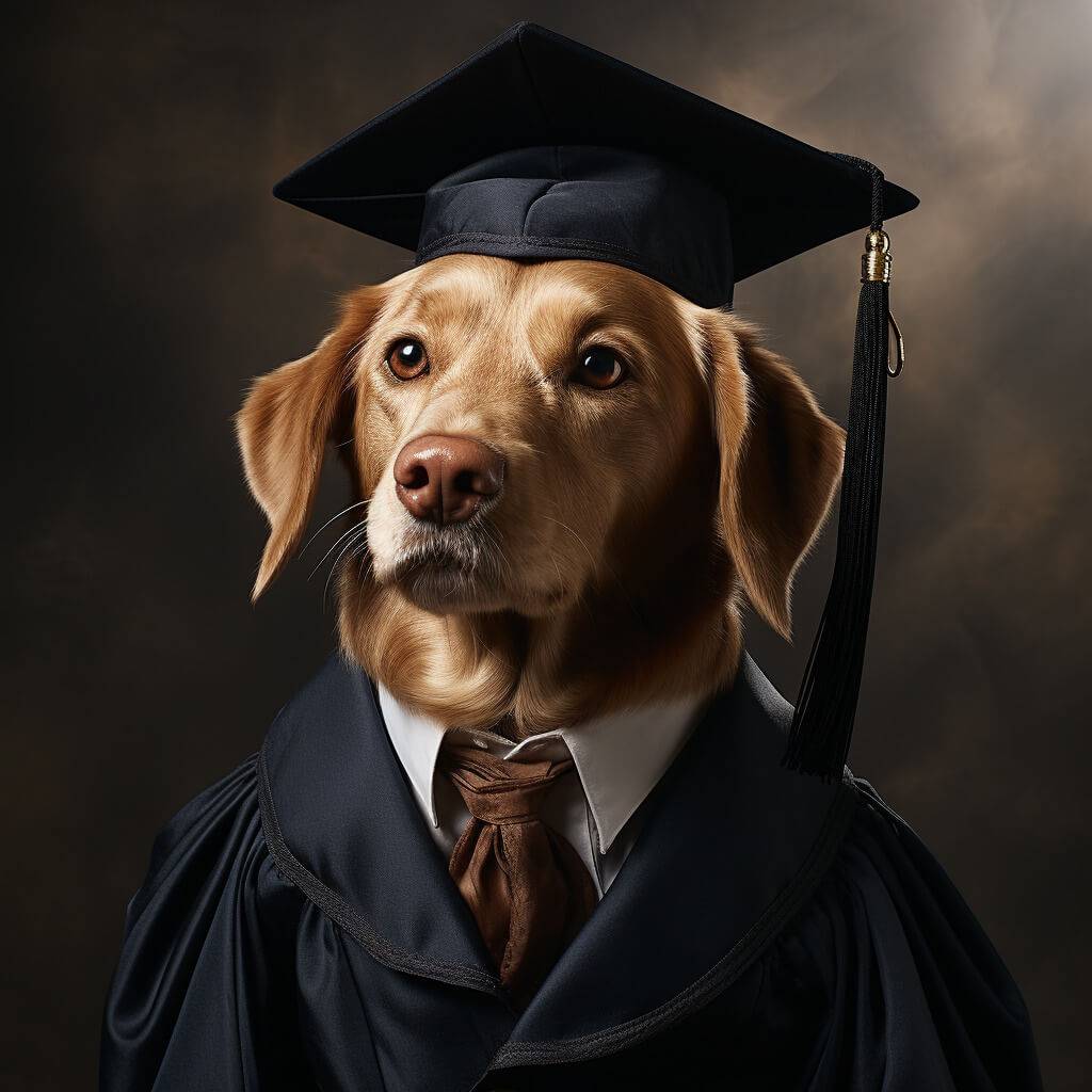 Portrait Of Pet Graduation Painting On Canvas