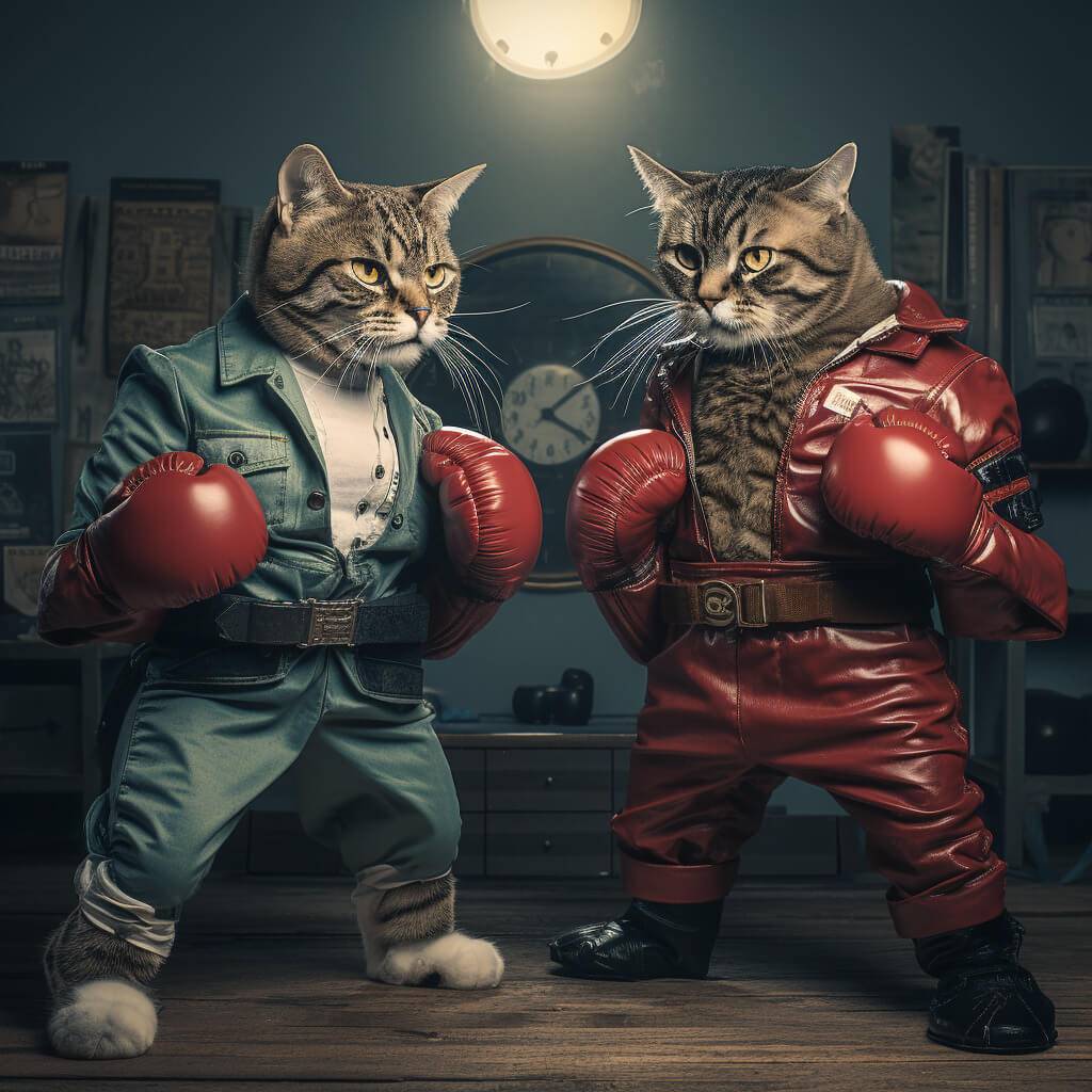 Weird Digital Pet Cat Art Boxing Artwork