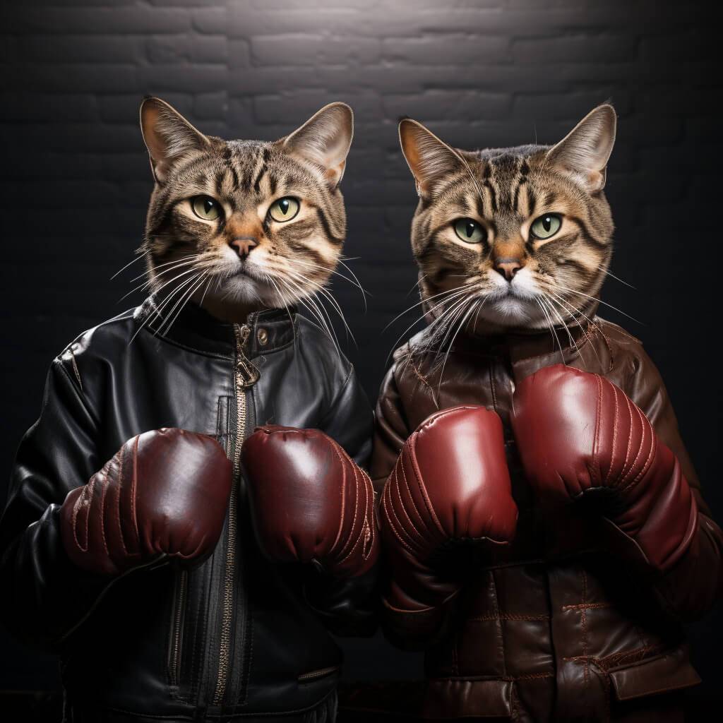 Cute Personalized Pet Art Cat Boxing Art Paintings