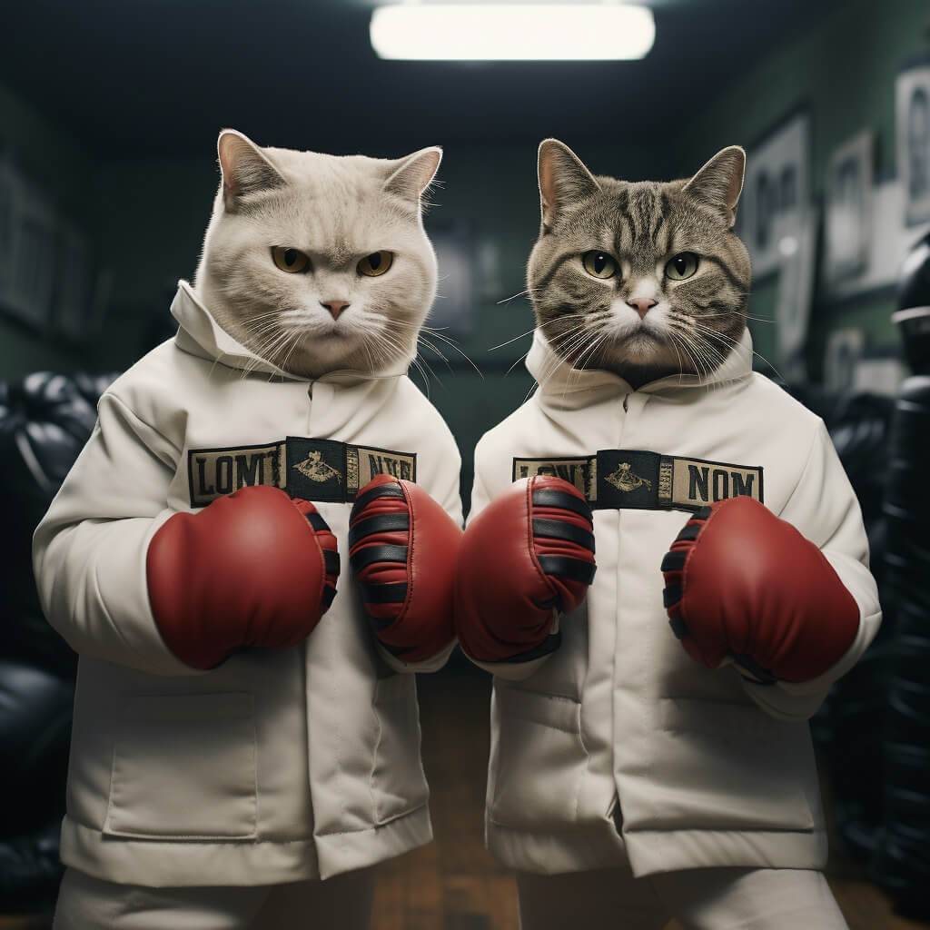 Boxing Framed Prints Digital Cat Art Painting Pet Portraits