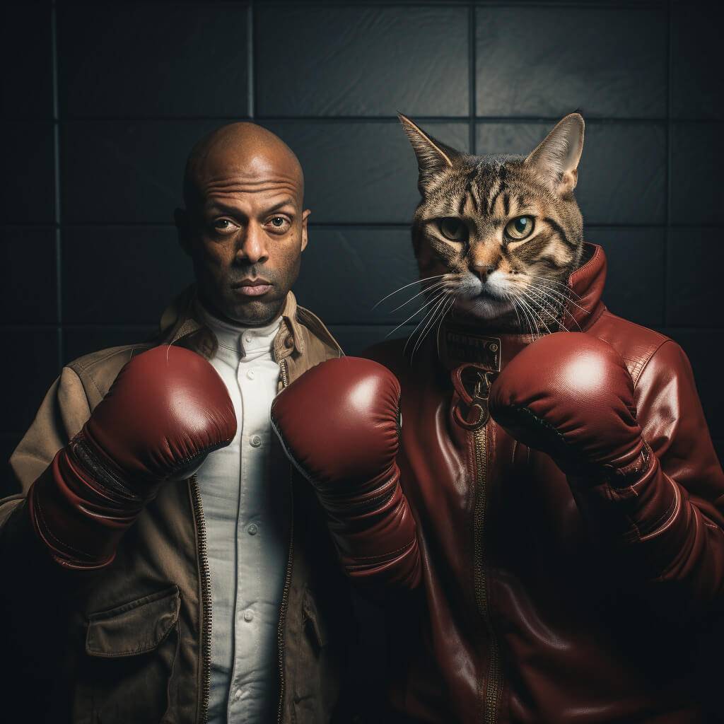 Canvas Pet Cat Character Art Boxing Training Pictures