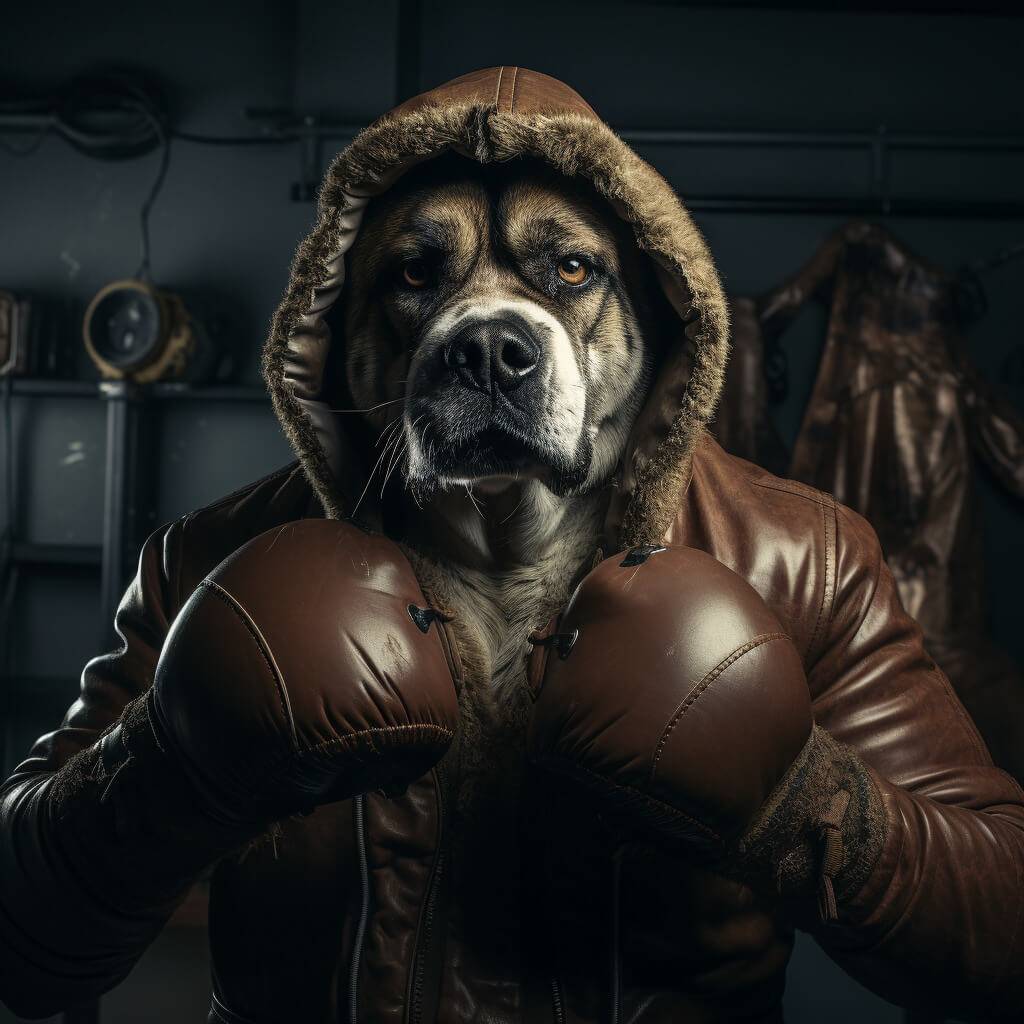 Boxing Training Photos Cute Dog Pet Photo on Canvas Art