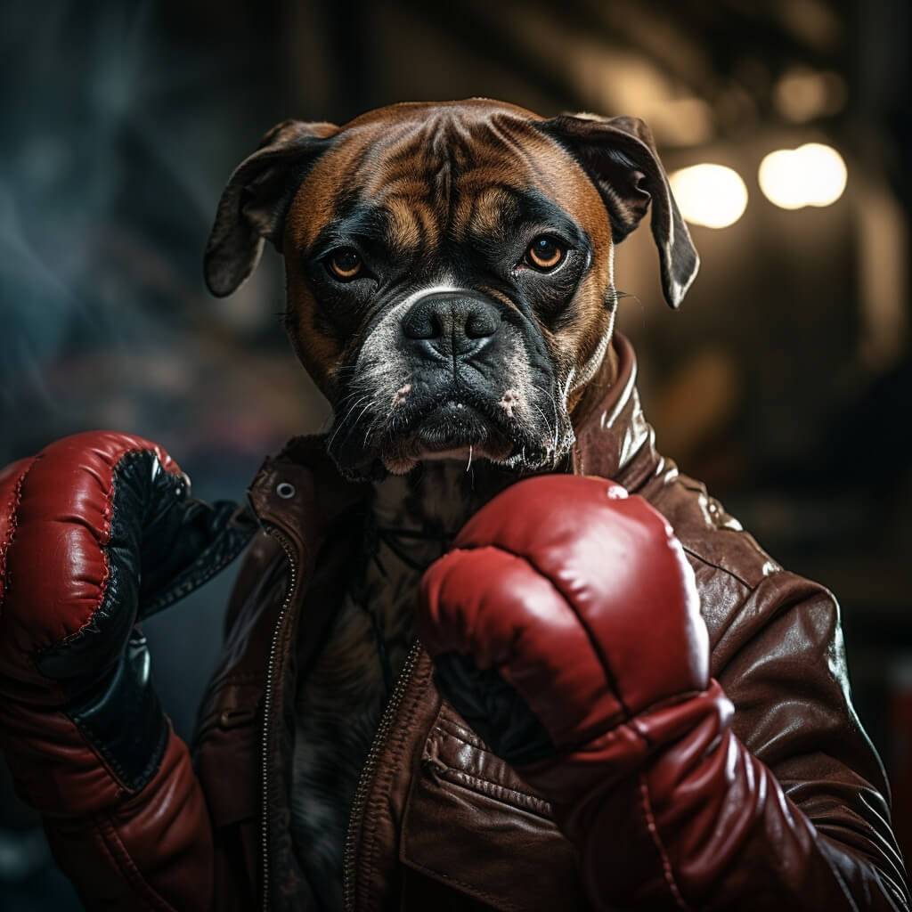 Boxing Portrait Photography Dog Drawing Pop Art Pets on Canvas