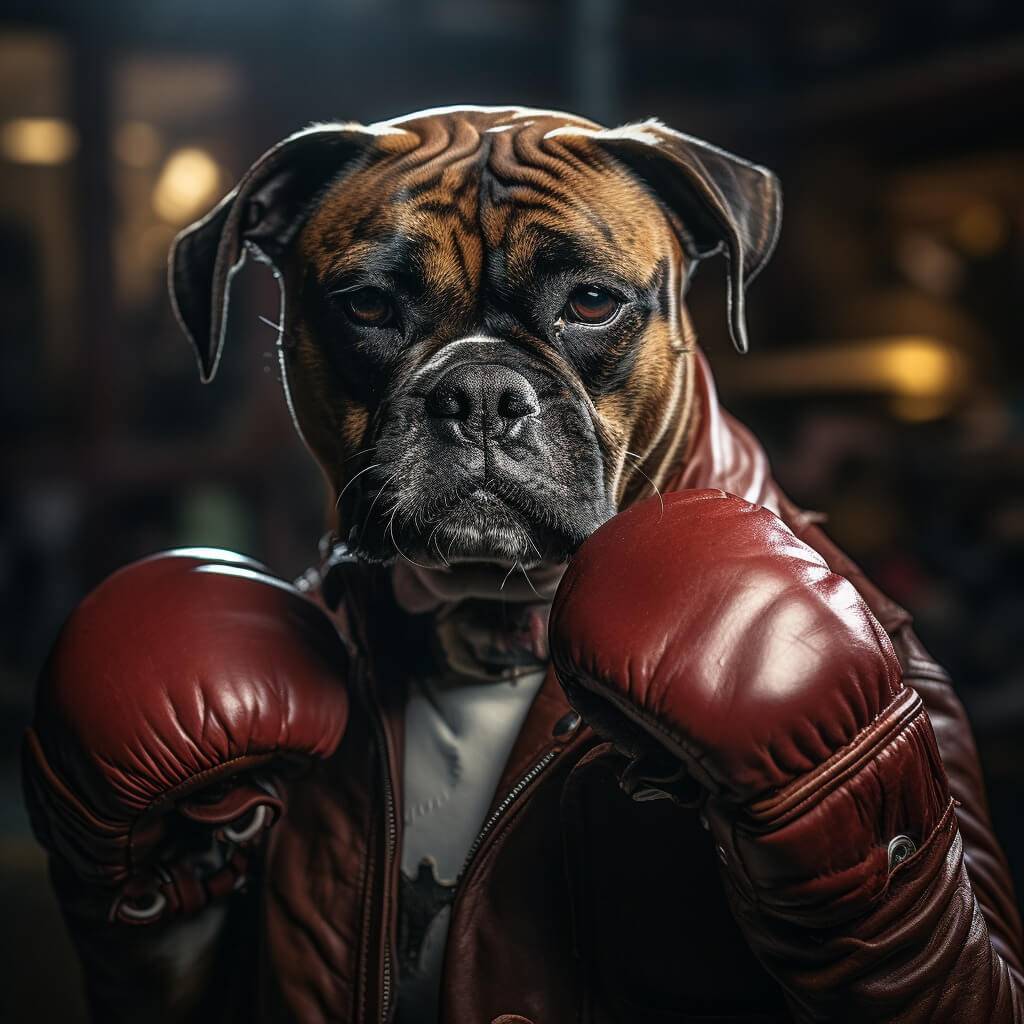 Boxing Man Photo Dog Canvas Art Pet Canvas Prints
