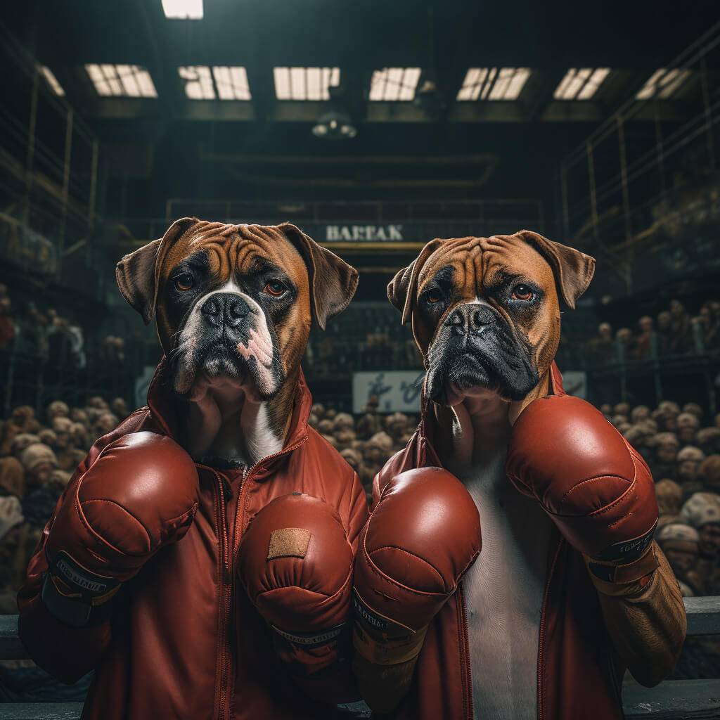 Funny Boxing Images Dog Modern Art Pet Portrait Prints